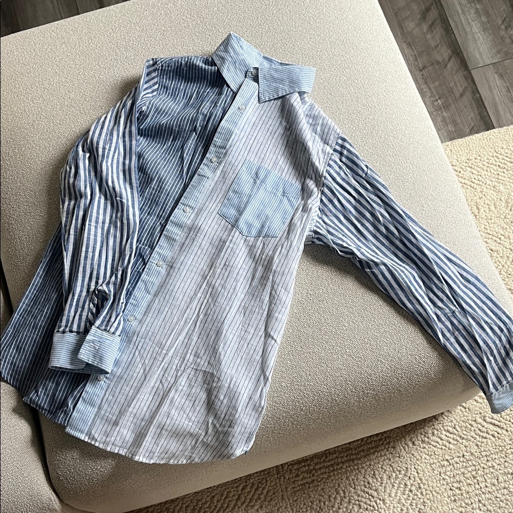 Casual Blue Striped Shirt